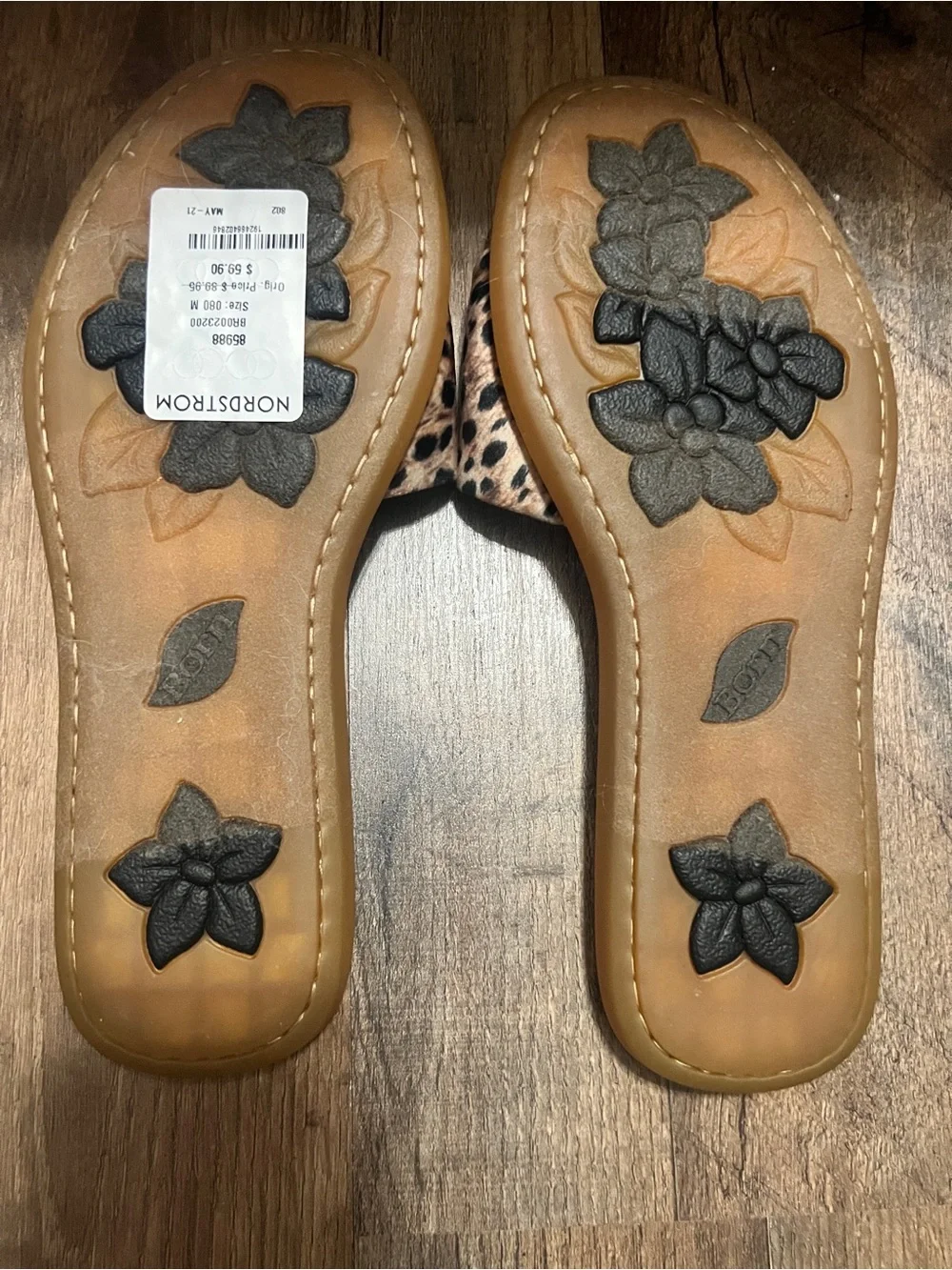 Born Leopard-Print Slide Sandals in Tan and Black
